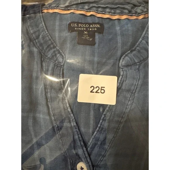 U.S. Polo Assn. Plaid Tunic Shirt Women Blue Button Down Long Sleeve Size Medium - Picture 15 of 15